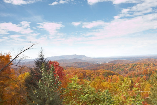 Mountain view in the fall at The Original American Dream, a 2 bedroom cabin rental located in Gatlinburg