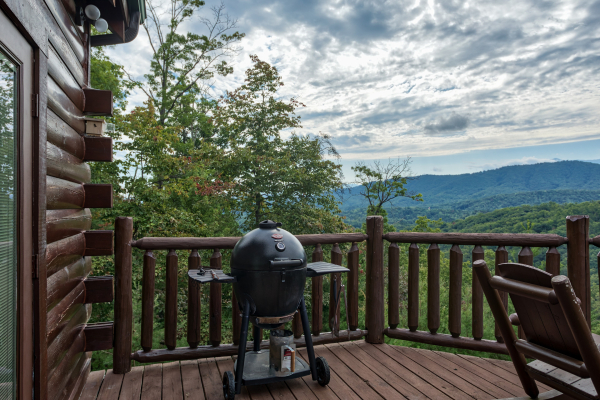 Grill on the deck at Majestic Views, a 3 bedroom cabin rental located in Pigeon Forge