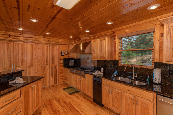 Kitchen with stainless appliances at Majestic Views, a 3 bedroom cabin rental located in Pigeon Forge