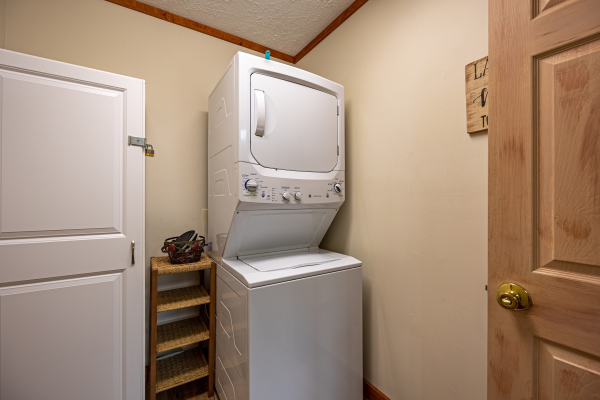 Washer and dryer at Cabin On The Hill, a 1 bedroom cabin rental located in Pigeon Forge