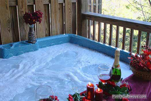 Hot tub at Precious View, a 1 bedroom cabin rental located in Gatlinburg
