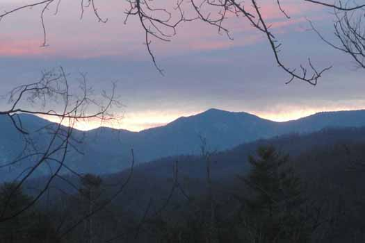 Smoky Mountain sunset at Precious View, a 1 bedroom cabin rental located in Gatlinburg