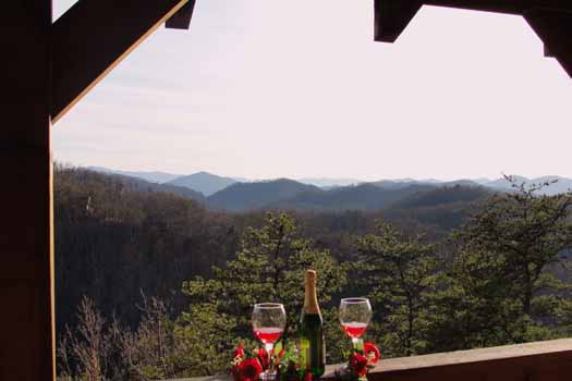 Champagne view at Sunset Vista View, a 1 bedroom cabin rental located in Pigeon Forge