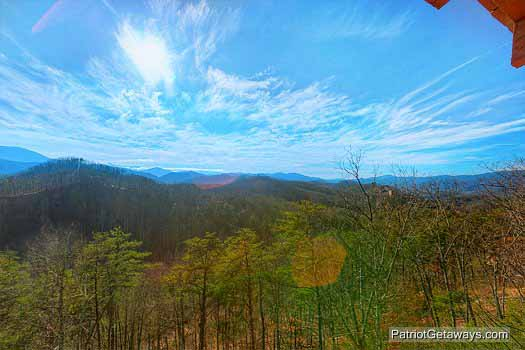 View from deck at Sunset Vista View, a 1 bedroom cabin rental located in Pigeon Forge