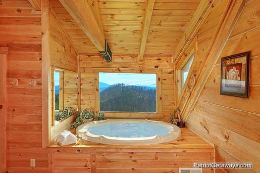 View from jacuzzi tub at Sunset Vista View, a 1 bedroom cabin rental located in Pigeon Forge