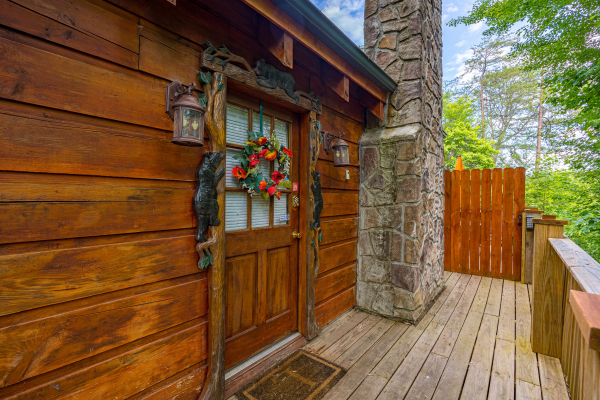 Door and chimney at Cloud 9, a 1 bedroom cabin rental located in Pigeon Forge