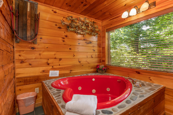 Jacuzzi tub at Just Us, a 1 bedroom cabin rental located in Pigeon Forge