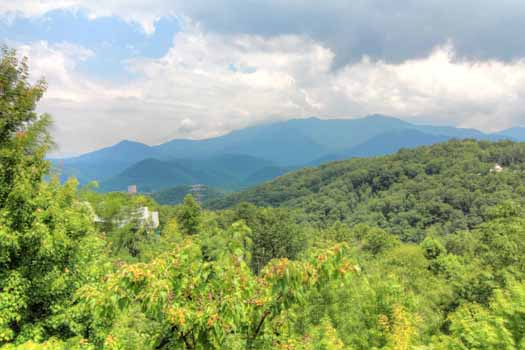 The Smoky Mountains seen from at Chalet Mignon, an 8-bedroom cabin rental located in Gatlinburg
