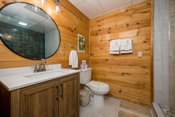 Bathroom at Fox Ridge, a 3 bedroom cabin rental located in Pigeon Forge