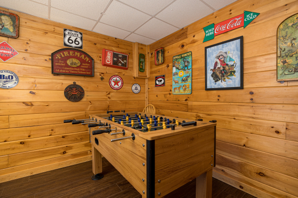 Foosball table at Fox Ridge, a 3 bedroom cabin rental located in Pigeon Forge
