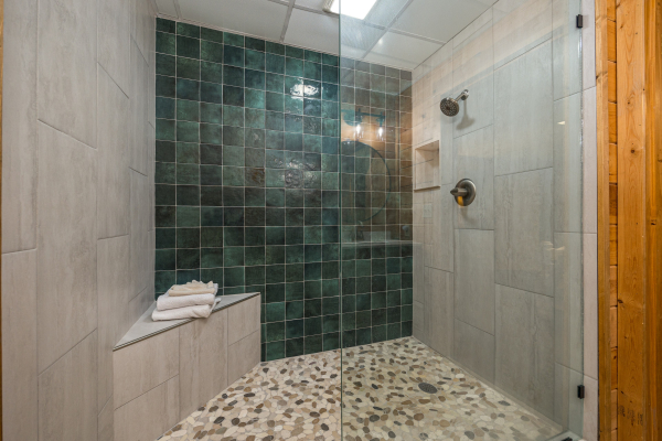 Walk-in shower at Fox Ridge, a 3 bedroom cabin rental located in Pigeon Forge