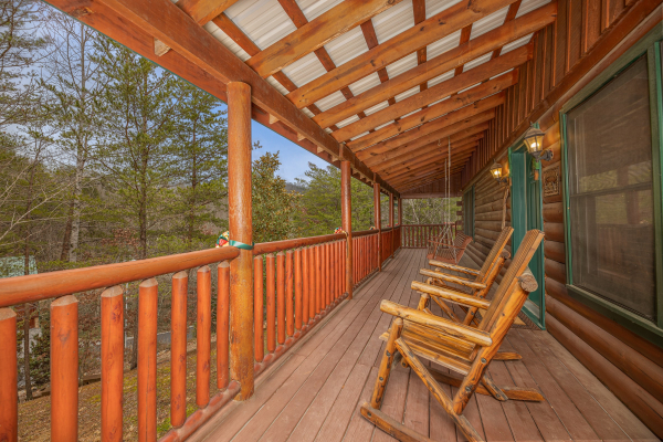 Rocking chairs at Pigeon Forge Pleasures, a 3 bedroom cabin rental located in Pigeon Forge