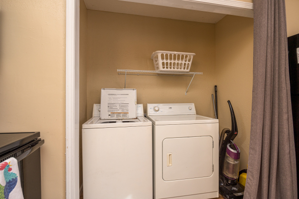 Washer and dryer at Liam's Lookout, a 2 bedroom cabin rental located in Pigeon Forge