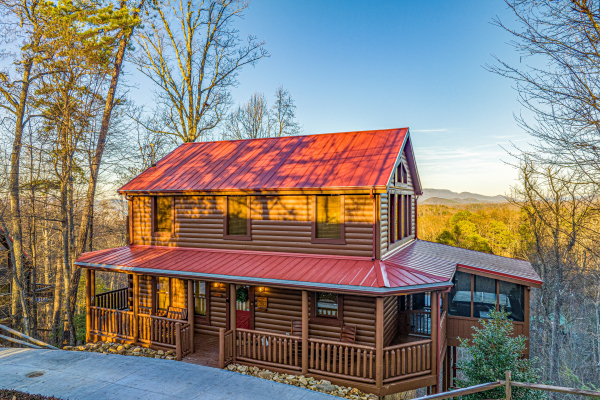 Front exterior view at Gone To Therapy, a 2 bedroom cabin rental located in Gatlinburg