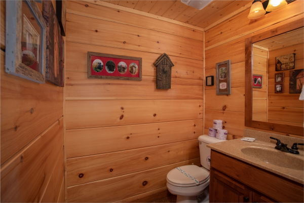 Bathroom at Cedar Creeks, a 2-bedroom cabin rental located near Douglas Lake
