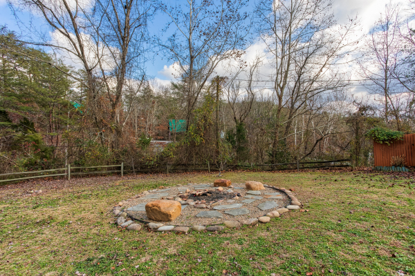 Fire pit area at Rustic Ranch, a 2 bedroom cabin rental located in Pigeon Forge