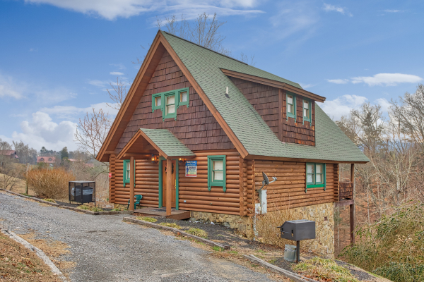 Front exterior at Hanky Panky, a 1-bedroom cabin rental located in Pigeon Forge