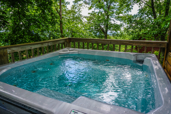 Hot tub at Bushwood Lodge, a 3-bedroom cabin rental located in Gatlinburg