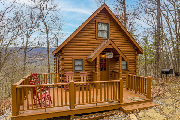 Front exterior view at Cupids Crossing, a 1 bedroom cabin rental located in Pigeon Forge