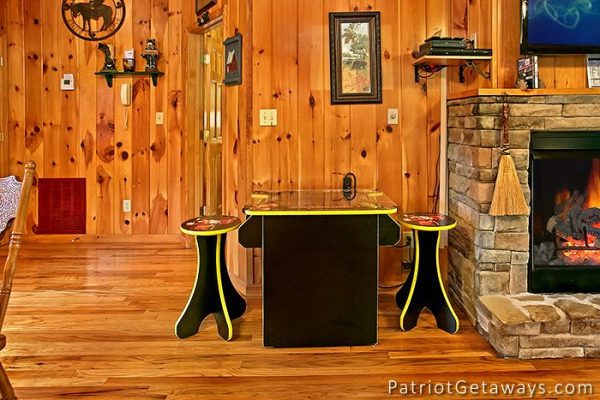 arcade game table at always together forever a 1 bedroom cabin rental located in pigeon forge
