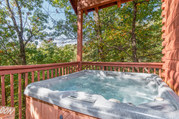 Hot tub at A Honeymoon Haven, a 1 bedroom cabin rental located in Gatlinburg