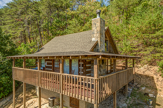 Exterior view of the cabin at A Postcard View, a 1 bedroom cabin rental located in Pigeon Forge