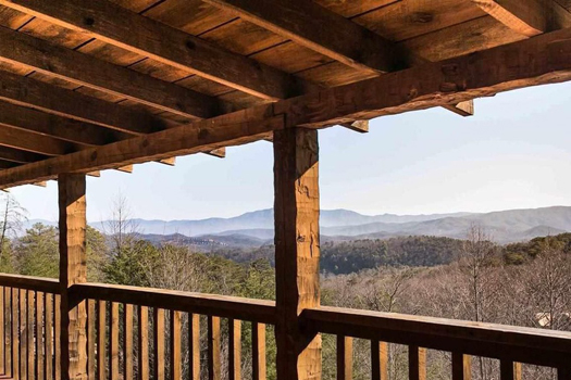 View from the covered deck at A Postcard View, a 1 bedroom cabin rental located in Pigeon Forge
