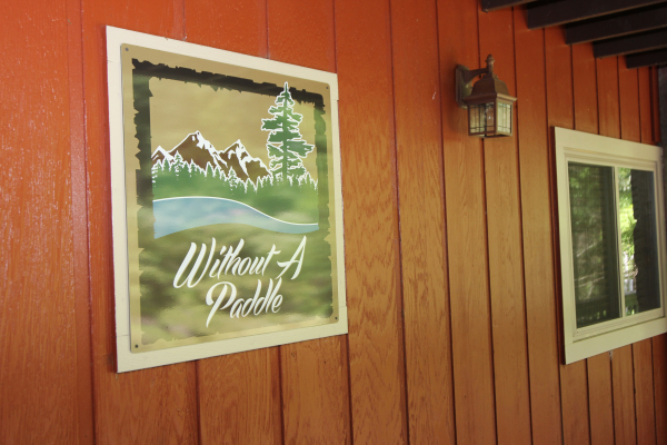 Custom Without a Paddle sign at Without a Paddle, a 3 bedroom cabin rental located in Gatlinburg