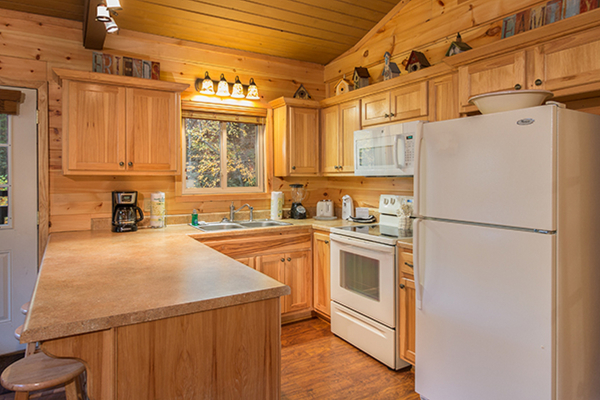 kitchen with breakfast bar at Without A Paddle, a 3 bedroom cabin rental located in Gatlinburg