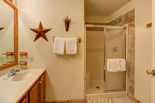 Bathroom with a shower at Just for Fun, a 4 bedroom cabin rental located in Pigeon Forge