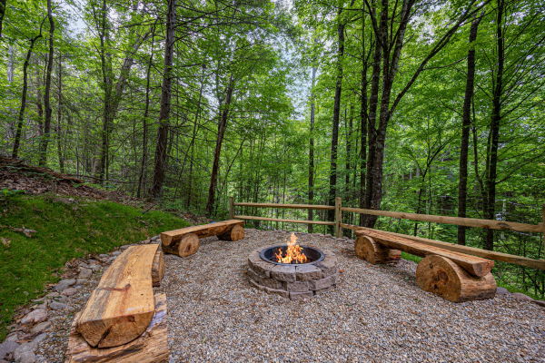 Seating and firepit at Secluded Pleasure