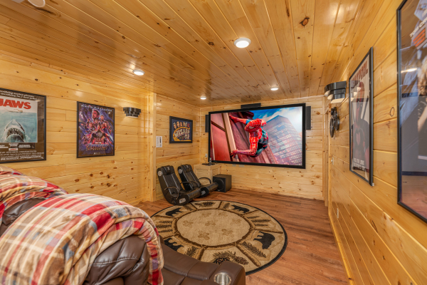 Theater at Grand Timber Lodge, a 5-bedroom cabin rental located in Pigeon Forge