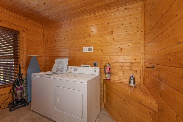 Washer and dryer at Grand Timber Lodge, a 5-bedroom cabin rental located in Pigeon Forge