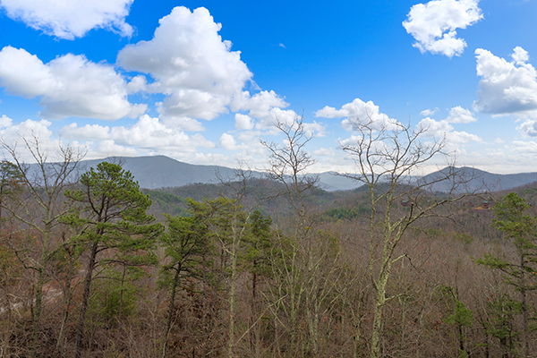 Mountain views during the winter months at Grand Timber Lodge, a 5-bedroom cabin rental located in Pigeon Forge