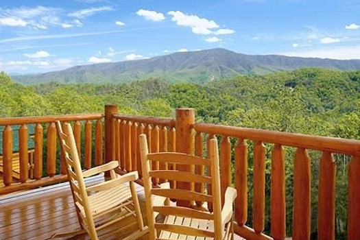 Rockers overlooking the magical Smoky Mountains at Grand Timber Lodge, a 5-bedroom cabin rental located in Pigeon Forge