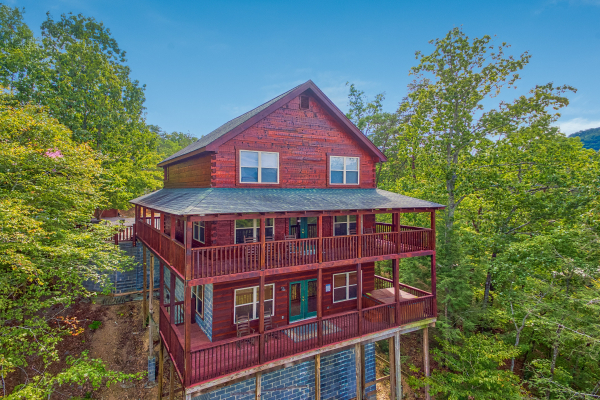 Rear exterior at Pigeon Forge View, a 6 bedroom cabin rental located in Pigeon Forge
