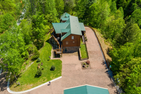 Drone view at Smokies Paradise Lodge, a 5 bedroom cabin rental located in Pigeon Forge