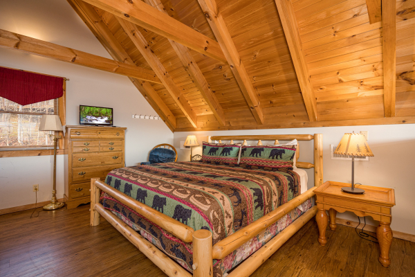 Loft bedroom at Brink of Heaven, a 2 bedroom cabin rental located in Gatlinburg