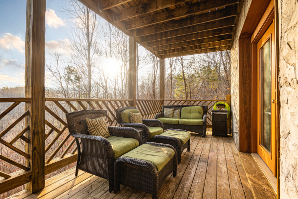 Seating on deck at Brink of Heaven, a 2 bedroom cabin rental located in Gatlinburg