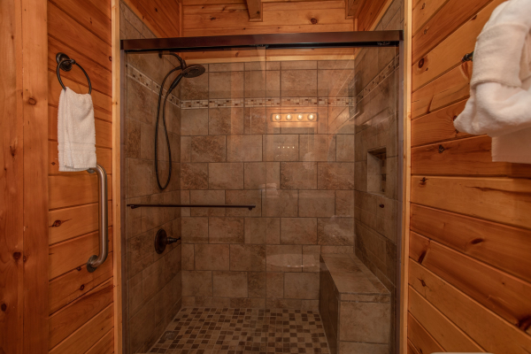 Bathroom with a shower at Momma Bear, a 2 bedroom cabin rental located in Pigeon Forge