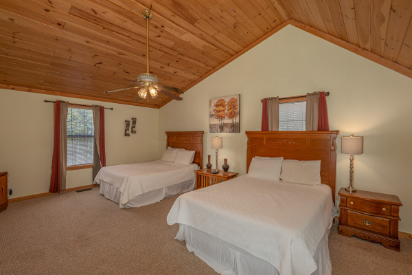 Loft with two full beds at Bearadise 4 Us, a 3 bedroom cabin rental located in Pigeon Forge