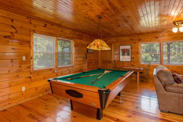 Pool table at Moose Lodge, a 4 bedroom cabin rental located in Sevierville