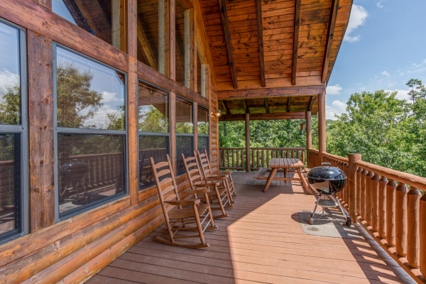 Charcoal grill on a deck at Endless View, a 4 bedroom cabin rental located in Pigeon Forge