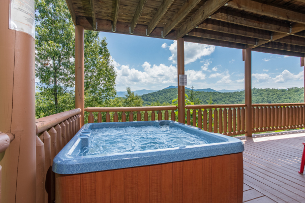 Hot tub on the lower deck at Endless View, a 4 bedroom cabin rental located in Pigeon Forge