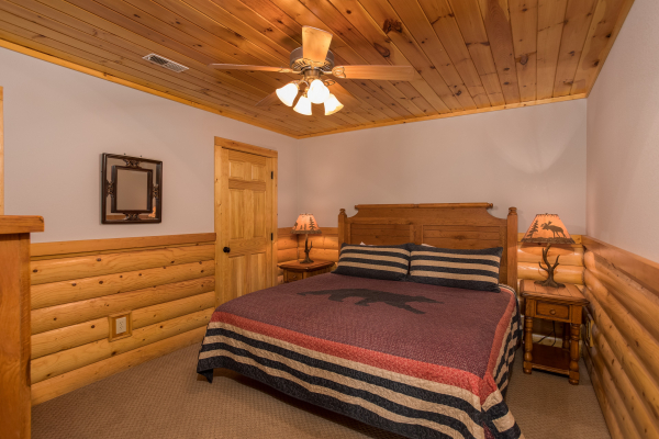 Bedroom with night stands and lamps at Endless View, a 4 bedroom cabin rental located in Pigeon Forge