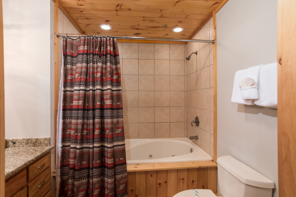 Bathroom with jacuzzi and shower at Endless View, a 4 bedroom cabin rental located in Pigeon Forge
