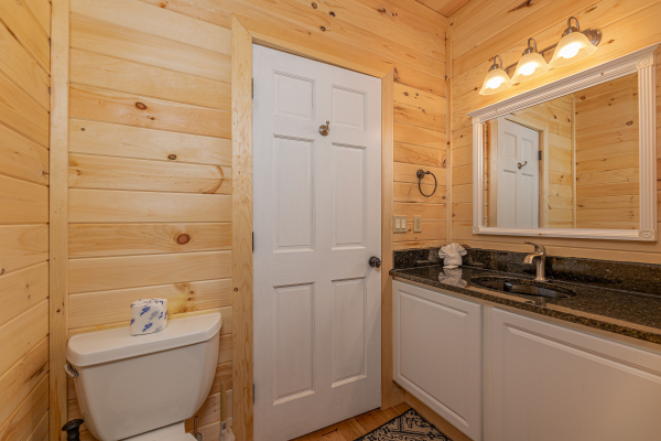 Upstairs sink and lighting at Sky View, A 4 bedroom cabin rental in Pigeon Forge