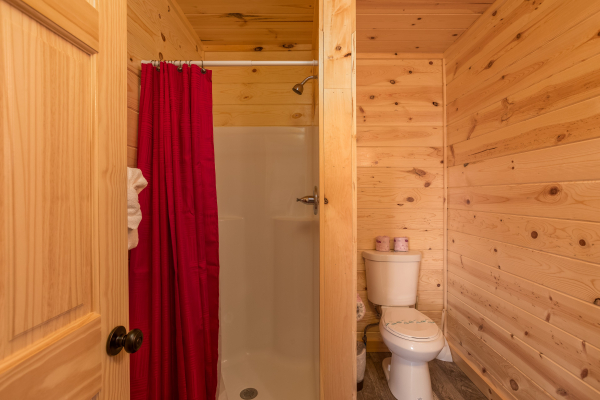 Bathroom with a shower at The Sugar Shack, a 2 bedroom cabin rental located in Pigeon Forge