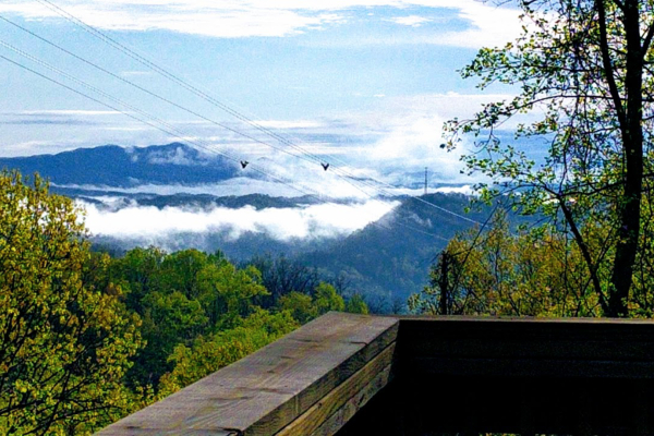 Smoky Mountains and aerial tramway views at Soaring Heights, a 3 bedroom cabin rental located in Gatlinburg
