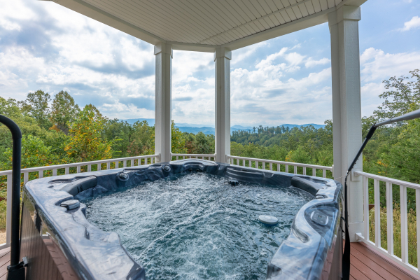 Hot tub at Summit Glory, a 5 bedroom cabin rental located in Pigeon Forge